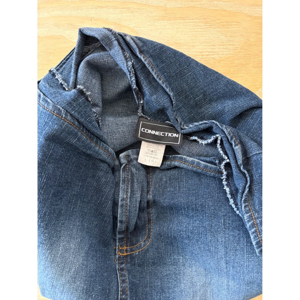 Y2K Vintage Connection Denim Fringe Maxi Skirt Western Faux Suede Trim Size L #5 - Picture 3 of 5